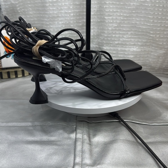 (H5) Zzheels Women's Square Toe Chunky HeelLace-Up Strappy Sandals, size 10.5 - Picture 4 of 13